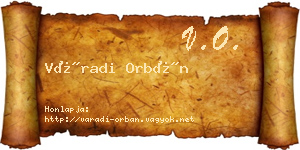 Váradi Orbán névjegykártya